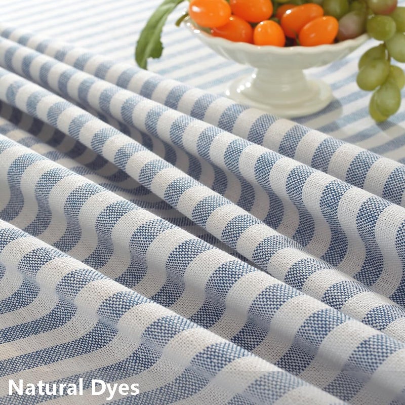 TruDelve 60 Inch Round Tablecloth Blue and White Striped Cloth Tablecloths Circle Fabric Outdoor Tablecloths for Round Tables (Blue,60",Round) - Image 3